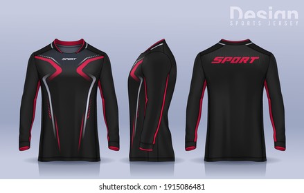 t-shirt sport design template, Long sleeve soccer jersey mockup for football club. uniform front and back view,Motocross jersey.