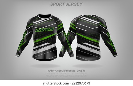 t-shirt sport design template, Long sleeve soccer jersey mockup for football club. uniform front and back view,Motocross jersey,MTB jersey.	