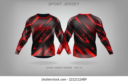 t-shirt sport design template, Long sleeve soccer jersey mockup for football club. uniform front and back view,Motocross jersey,MTB jersey.	