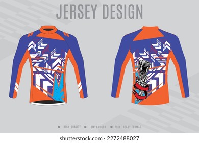 t-shirt sport design template, Long sleeve soccer jersey mockup for football club. uniform front and back view,Motocross jersey.