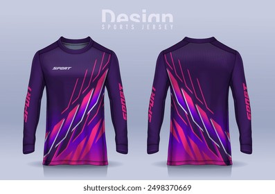 t-shirt sport design template, Long sleeve soccer jersey mockup for football club. uniform front and back view,Motocross jersey.