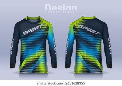 t-shirt sport design template, Long sleeve soccer jersey mockup for football club. uniform front and back view,Motocross jersey.