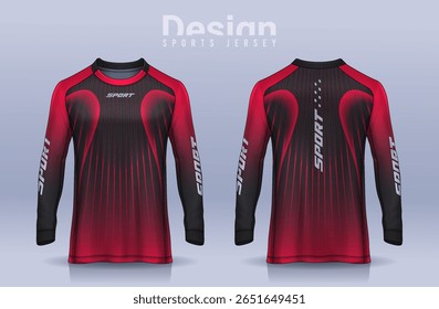 t-shirt sport design template, Long sleeve soccer jersey mockup for football club. uniform front and back view,Motocross jersey.