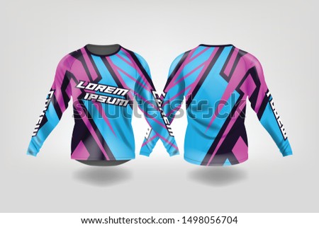 t-shirt sport design template, Long sleeve soccer jersey mockup for football club. uniform front and back view,Motocross jersey.
