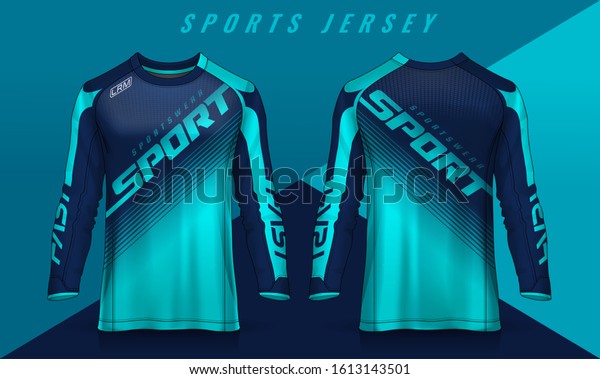 t-shirt sport design template, Long sleeve soccer\
jersey mockup for football club. uniform front and back\
view,Motocross jersey.