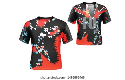 t-shirt sport design template mock up for football uniform front and back view. vector illustration