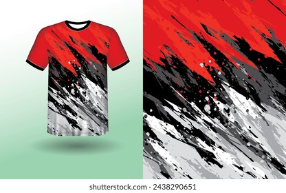 T-shirt Sport Design Template, T-shirt Mockup Abstract Grunge Sport Jersey Design For Cricket, Football Soccer, Racing, Sports, Running Soccer Jersey. Uniform Front View