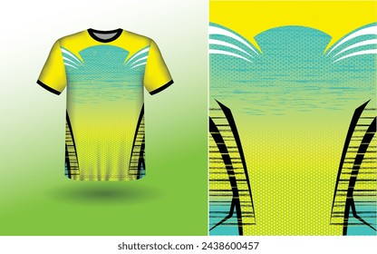 T-shirt Sport Design Template, T-shirt Mockup Abstract Grunge Sport Jersey Design For Cricket, Football Soccer, Racing, Sports, Running Soccer Jersey. Uniform Front View