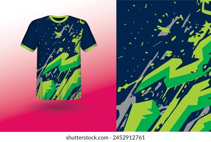 T-shirt Sport Design Template, T-shirt Mockup Abstract Grunge Sport Jersey Design For Cricket, Football Soccer, Racing, Sports, Running Soccer Jersey. Uniform Front View