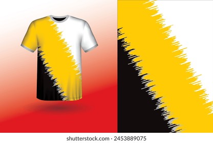 T-shirt Sport Design Template, T-shirt Mockup Abstract Grunge Sport Jersey Design For Cricket, Football Soccer, Racing, Sports, Running Soccer Jersey. Uniform Front View
