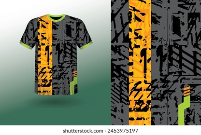 T-shirt Sport Design Template, T-shirt Mockup Abstract Grunge Sport Jersey Design For Cricket, Football Soccer, Racing, Sports, Running Soccer Jersey. Uniform Front View