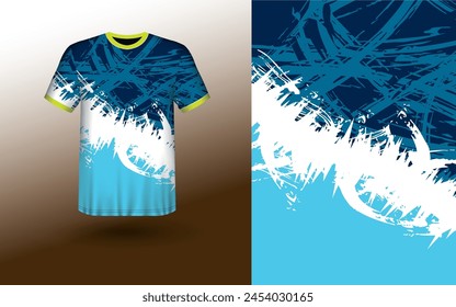 T-shirt Sport Design Template, T-shirt Mockup Abstract Grunge Sport Jersey Design For Cricket, Football Soccer, Racing, Sports, Running Soccer Jersey. Uniform Front View