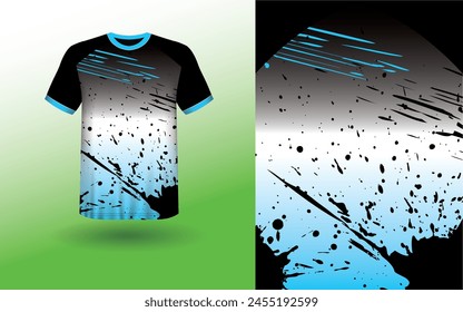 T-shirt Sport Design Template, T-shirt Mockup Abstract Grunge Sport Jersey Design For Cricket, Football Soccer, Racing, Sports, Running Soccer Jersey. Uniform Front View