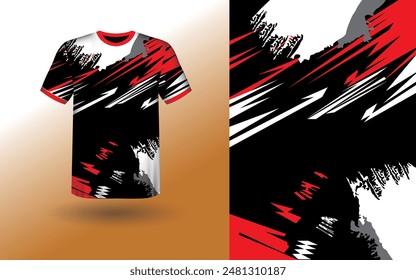 T-shirt Sport Design Template, T-shirt Mockup Abstract Grunge Sport Jersey Design For Cricket, Football Soccer, Racing, Sports, Running Soccer Jersey. Uniform Front View