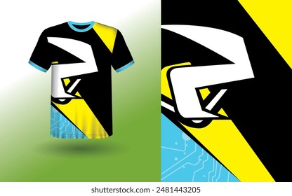 T-shirt Sport Design Template, T-shirt Mockup Abstract Grunge Sport Jersey Design For Cricket, Football Soccer, Racing, Sports, Running Soccer Jersey. Uniform Front View