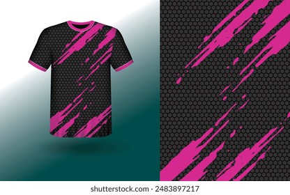 T-shirt Sport Design Template, T-shirt Mockup Abstract Grunge Sport Jersey Design For Cricket, Football Soccer, Racing, Sports, Running Soccer Jersey. Uniform Front View
