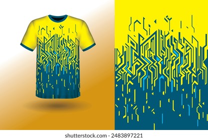 T-shirt Sport Design Template, T-shirt Mockup Abstract Grunge Sport Jersey Design For Cricket, Football Soccer, Racing, Sports, Running Soccer Jersey. Uniform Front View