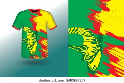 T-shirt Sport Design Template, T-shirt Mockup Abstract Grunge Sport Jersey Design For Cricket, Football Soccer, Racing, Sports, Running Soccer Jersey. Uniform Front View