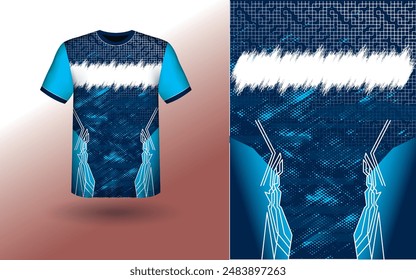 T-shirt Sport Design Template, T-shirt Mockup Abstract Grunge Sport Jersey Design For Cricket, Football Soccer, Racing, Sports, Running Soccer Jersey. Uniform Front View