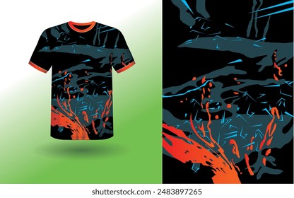T-shirt Sport Design Template, T-shirt Mockup Abstract Grunge Sport Jersey Design For Cricket, Football Soccer, Racing, Sports, Running Soccer Jersey. Uniform Front View