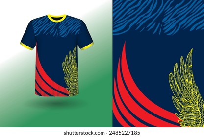 T-shirt Sport Design Template, T-shirt Mockup Abstract Grunge Sport Jersey Design For Cricket, Football Soccer, Racing, Sports, Running Soccer Jersey. Uniform Front View