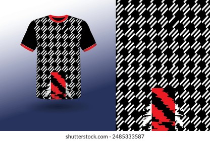 T-shirt Sport Design Template, T-shirt Mockup Abstract Grunge Sport Jersey Design For Cricket, Football Soccer, Racing, Sports, Running Soccer Jersey. Uniform Front View