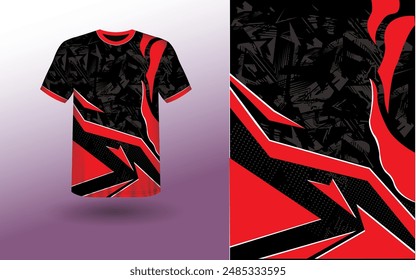 T-shirt Sport Design Template, T-shirt Mockup Abstract Grunge Sport Jersey Design For Cricket, Football Soccer, Racing, Sports, Running Soccer Jersey. Uniform Front View