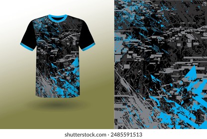 T-shirt Sport Design Template, T-shirt Mockup Abstract Grunge Sport Jersey Design For Cricket, Football Soccer, Racing, Sports, Running Soccer Jersey. Uniform Front View