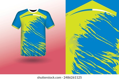 T-shirt Sport Design Template, T-shirt Mockup Abstract Grunge Sport Jersey Design For Cricket, Football Soccer, Racing, Sports, Running Soccer Jersey. Uniform Front View