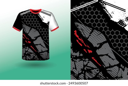 Camiseta Diseño Deportivo Plantilla, Camiseta Mockup Abstractas Grunge Sport Jersey Diseño Para Cricket, Fútbol, Carreras, Deportes, Running Soccer Jersey. Vista frontal uniforme