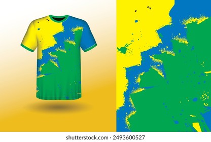 T-shirt Sport Design Template, T-shirt Mockup Abstract Grunge Sport Jersey Design For Cricket, Football Soccer, Racing, Sports, Running Soccer Jersey. Uniform Front View