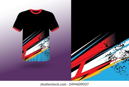 T-shirt Sport Design Template, T-shirt Mockup Abstract Grunge Sport Jersey Design For Cricket, Football Soccer, Racing, Sports, Running Soccer Jersey. Uniform Front View