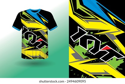 T-shirt Sport Design Template, T-shirt Mockup Abstract Grunge Sport Jersey Design For Cricket, Football Soccer, Racing, Sports, Running Soccer Jersey. Uniform Front View