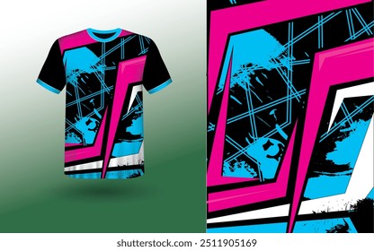 Plantilla de diseño deportivo de camiseta, maqueta de camiseta Diseño de Jersey deportivo Abstractas Grunge para cricket, fútbol, carreras, deportes, Jersey de fútbol para correr. Vista frontal uniforme