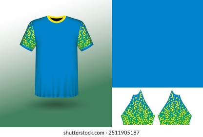 T-shirt Sport Design Template, T-shirt Mockup Abstract Grunge Sport Jersey Design For Cricket, Football Soccer, Racing, Sports, Running Soccer Jersey. Uniform Front View