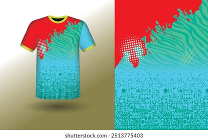 T-shirt Sport Design Template, T-shirt Mockup Abstract Grunge Sport Jersey Design For Cricket, Football Soccer, Racing, Sports, Running Soccer Jersey. Uniform Front View