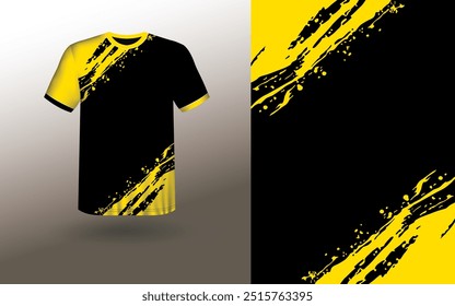 T-shirt Sport Design Template, T-shirt Mockup Abstract Grunge Sport Jersey Design For Cricket, Football Soccer, Racing, Sports, Running Soccer Jersey. Uniform Front View