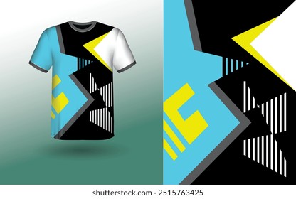 T-shirt Sport Design Template, T-shirt Mockup Abstract Grunge Sport Jersey Design Para Críquete, Futebol Futebol, Corrida, Esportes, Corrida Futebol Jersey. Visão frontal uniforme
