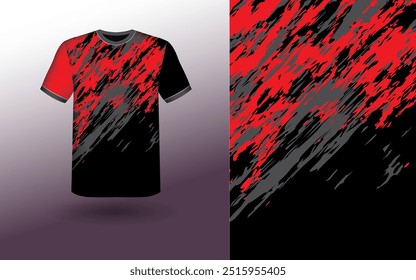 T-shirt Sport Design Template, T-shirt Mockup Abstract Grunge Sport Jersey Design For Cricket, Football Soccer, Racing, Sports, Running Soccer Jersey. Uniform Front View