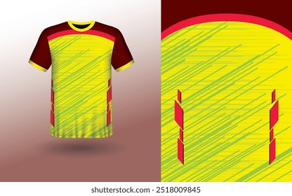 T-shirt Sport Design Template, T-shirt Mockup Abstract Grunge Sport Jersey Design For Cricket, Football Soccer, Racing, Sports, Running Soccer Jersey. Uniform Front View
