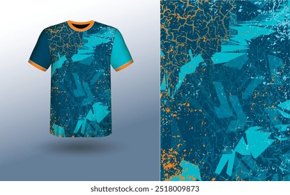 T-shirt Sport Design Template, T-shirt Mockup Abstract Grunge Sport Jersey Design Para Críquete, Futebol Futebol, Corrida, Esportes, Corrida Futebol Jersey. Visão frontal uniforme