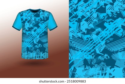 T-shirt Sport Design Template, T-shirt Mockup Abstract Grunge Sport Jersey Design Para Críquete, Futebol Futebol, Corrida, Esportes, Corrida Futebol Jersey. Visão frontal uniforme