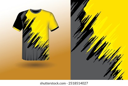 T-shirt Sport Design Template, T-shirt Mockup Abstract Grunge Sport Jersey Design Para Críquete, Futebol Futebol, Corrida, Esportes, Corrida Futebol Jersey. Visão frontal uniforme