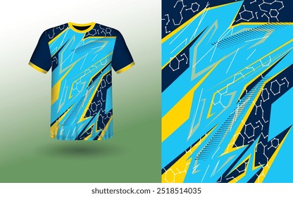 T-shirt Sport Design Template, T-shirt Mockup Abstract Grunge Sport Jersey Design Para Críquete, Futebol Futebol, Corrida, Esportes, Corrida Futebol Jersey. Visão frontal uniforme