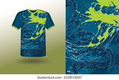 T-shirt Sport Design Template, T-shirt Mockup Abstract Grunge Sport Jersey Design For Cricket, Football Soccer, Racing, Sports, Running Soccer Jersey. Uniform Front View