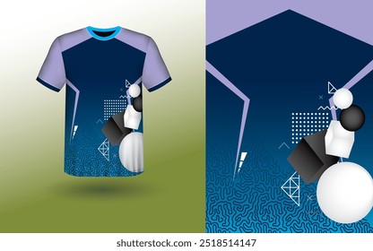 T-shirt Sport Design Template, T-shirt Mockup Abstract Grunge Sport Jersey Design Para Críquete, Futebol Futebol, Corrida, Esportes, Corrida Futebol Jersey. Visão frontal uniforme