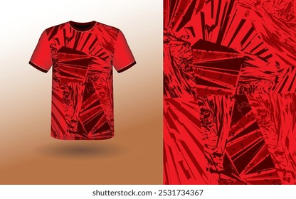 T-shirt Sport Design Template, T-shirt Mockup Abstract Grunge Sport Jersey Design Para Críquete, Futebol Futebol, Corrida, Esportes, Corrida Futebol Jersey. Visão frontal uniforme