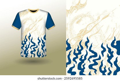 T-shirt Sport Design Template, T-shirt Mockup Abstract Grunge Sport Jersey Design For Cricket, Football Soccer, Racing, Sports, Running Soccer Jersey. Uniform Front View