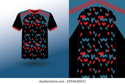T-shirt Sport Design Template, T-shirt Mockup Abstract Grunge Sport Jersey Design For Cricket, Football Soccer, Racing, Sports, Running Soccer Jersey. Uniform Front View