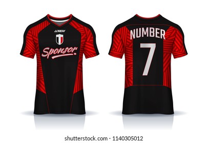 t-shirt sport design template, Soccer jersey mockup, uniform front and back view.